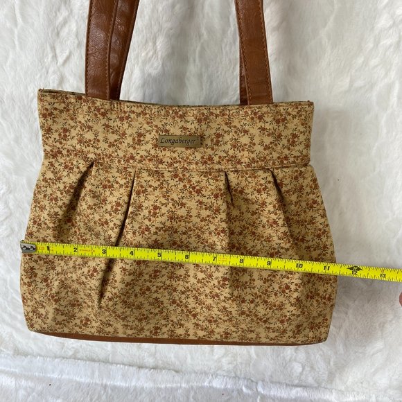 Longaberger Mini Floral Print Purse Shoulder Handbag Beige Autumn Fall - Picture 7 of 7